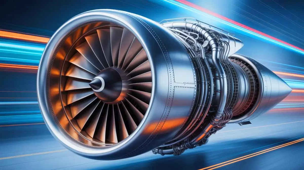 Illustration of China's next-generation self-cooling turbine blade for jet engines. Image generated by AI.