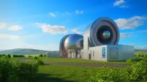 Illustration de réacteurs nucléaires modulaires de Rolls-Royce destinés à renforcer la sécurité énergétique britannique. Image réalisée par IA.