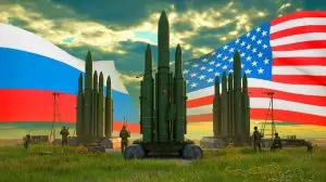 Illustration of the disparity in tactical nuclear weapon stockpiles between Russia and the United States. Image generated by AI.