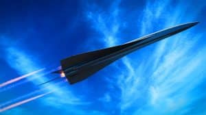 Illustration of a hypersonic vehicle traveling at extraordinary speeds. Image generated by AI.