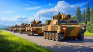 Illustration of the proposed sale of 88 used Infantry Fighting Vehicles to Greece. Image generated by AI.