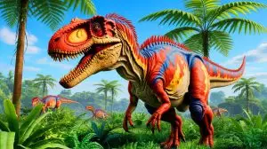 Illustration of the newly discovered dinosaur species Jinchuanloong niedu from the Middle Jurassic period. Image generated by AI.
