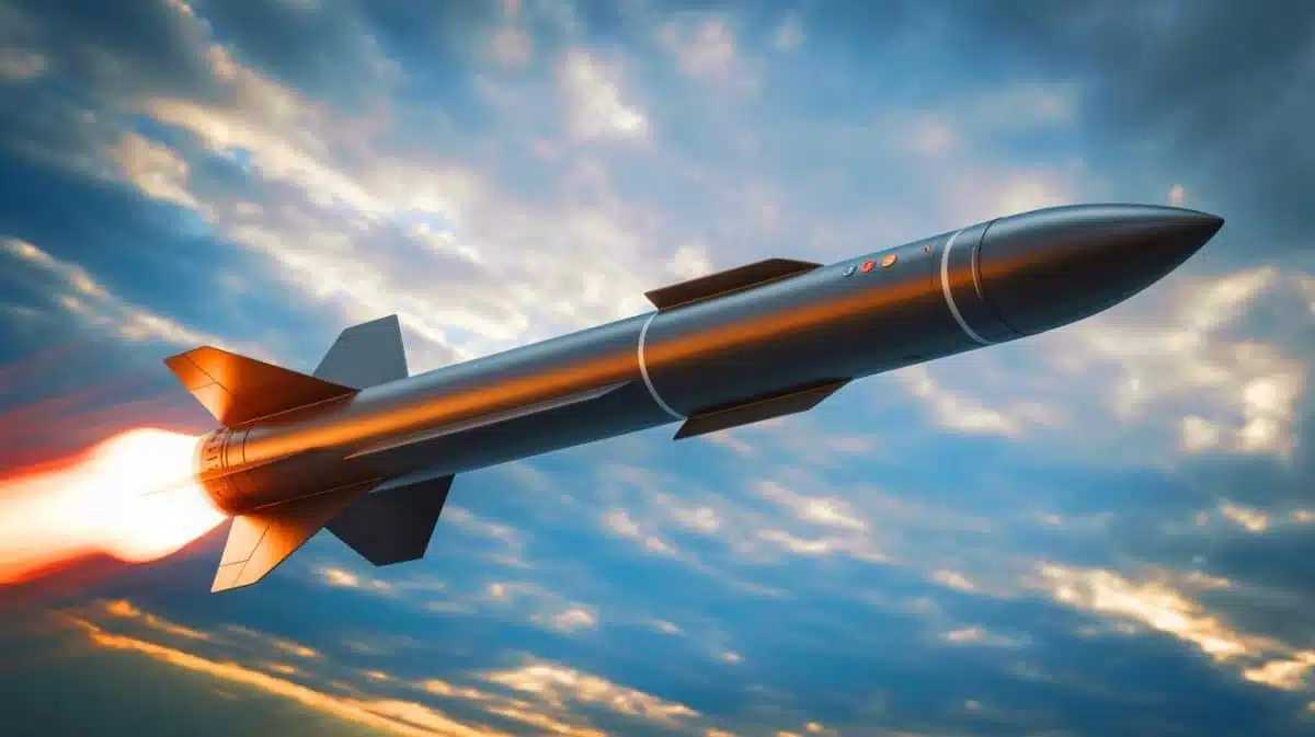 Illustration of the AGM-181A Long-Range Standoff missile in flight. Image generated by AI.