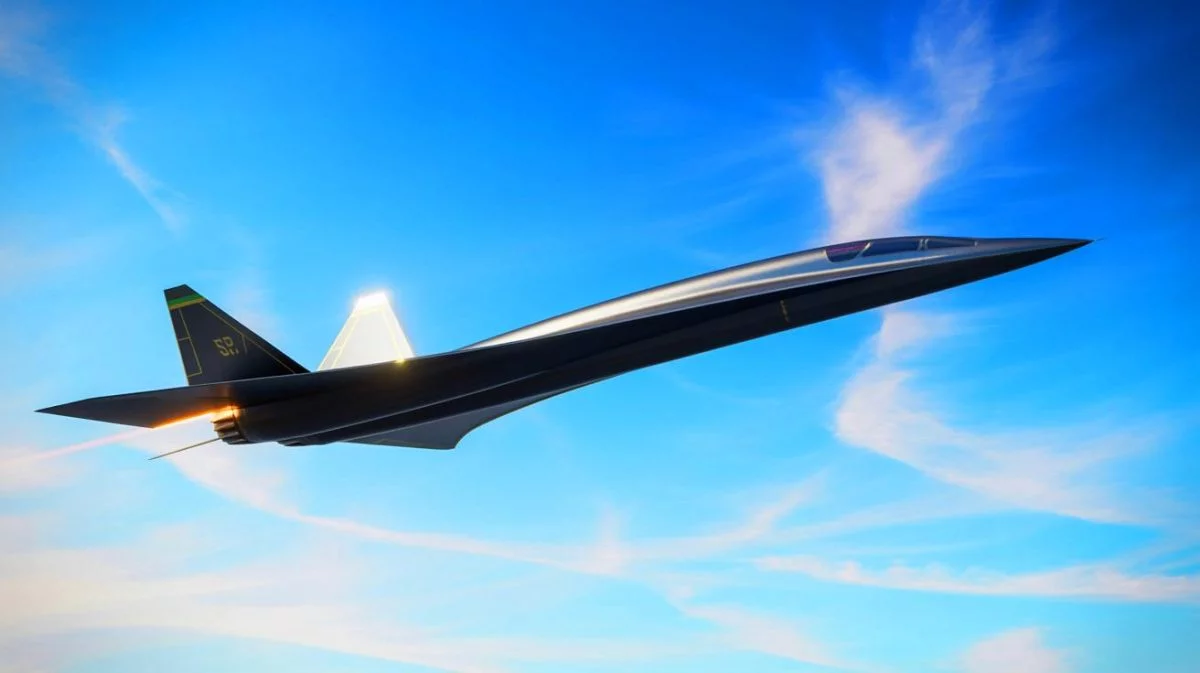 Illustration of the rumored SR-72 "Son of Blackbird" hypersonic aircraft in flight. Image generated by AI.