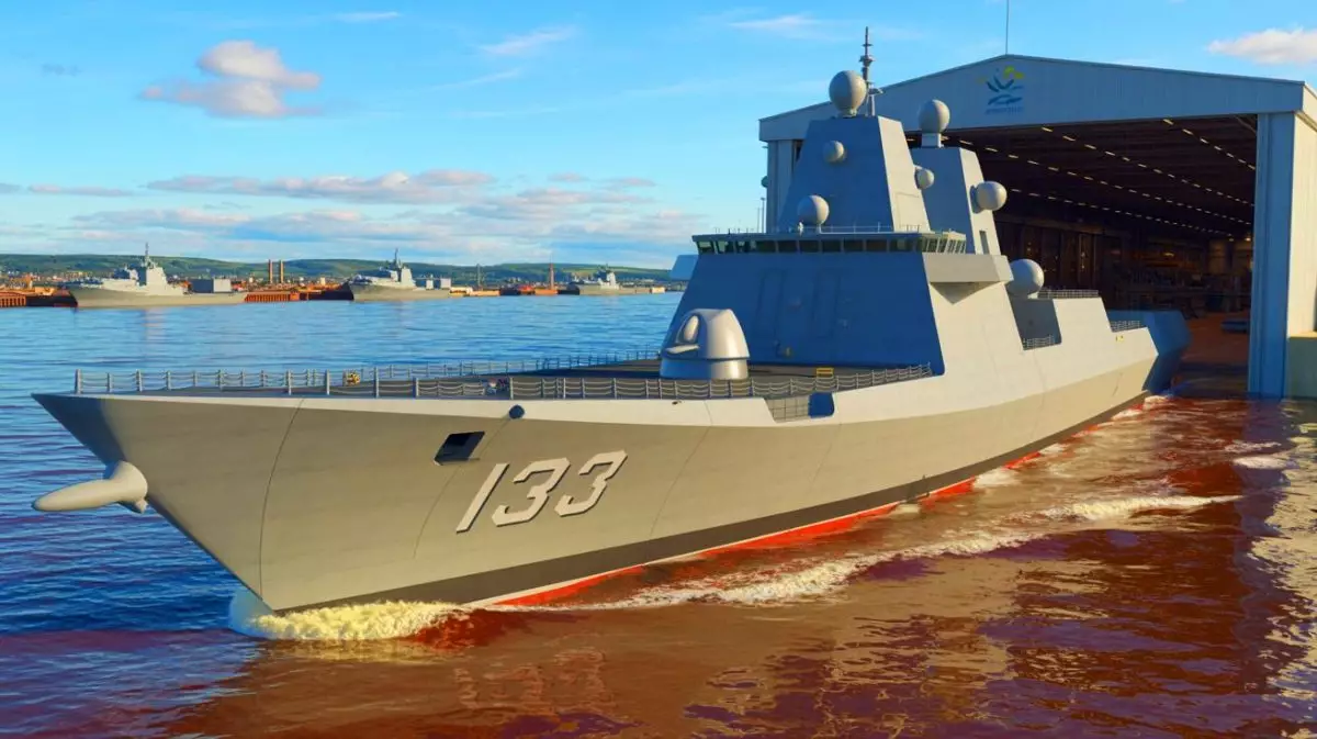 Illustration of the HMS Venturer, the first vessel in the Royal Navy's Type 31 frigate program. Image generated by AI.