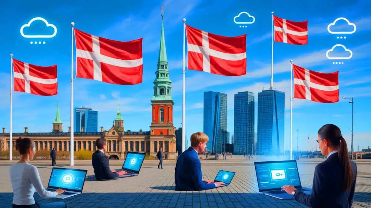 Illustration de la transition numérique du Danemark vers des logiciels libres. Image réalisée par IA.