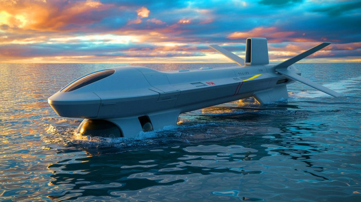 Illustration de l'ASW-USV, le drone de mer sud-coréen équipé de sonars avancés pour la surveillance sous-marine. Image réalisée par IA.