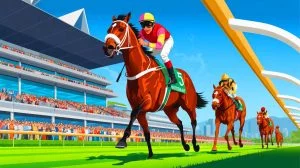 Illustration de Wunderbar remportant sa victoire à Sha Tin. Image réalisée par IA.