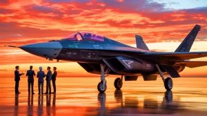 Illustration de la collaboration entre Dassault Aviation et Airbus sur le projet de chasseur européen de sixième génération. Image réalisée par IA.