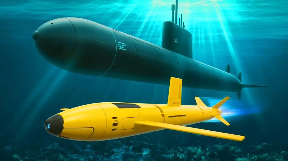 Illustration de l'intégration du véhicule sous-marin autonome Yellow Moray dans les opérations militaires de la Marine américaine. Image réalisée par IA.