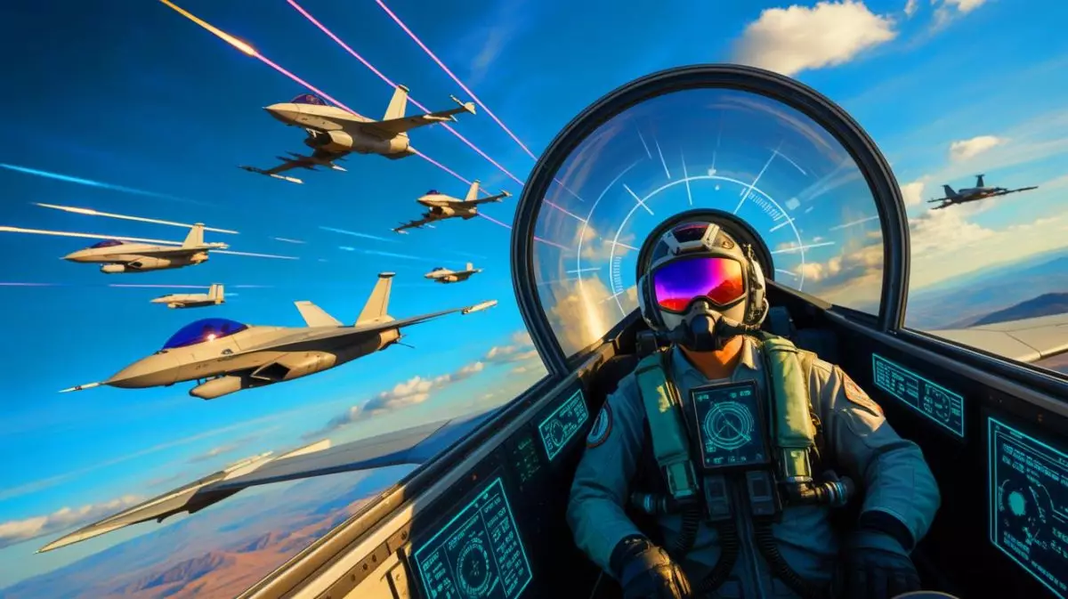 Illustration de l'impact de l'intelligence artificielle sur le combat aérien moderne. Image réalisée par IA.