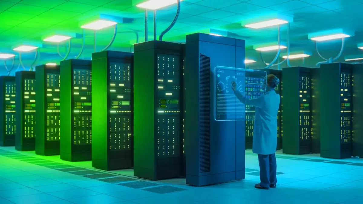 Illustration de la puissance et de l'efficacité énergétique du supercalculateur Otus de l'université de Paderborn. Image réalisée par IA.