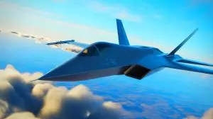 Illustration de l'avion furtif chinois J-36, dévoilant une vue frontale inédite. Image réalisée par IA.