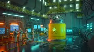Illustration de la réduction des déchets nucléaires grâce à la technologie de transmutation. Image réalisée par IA.