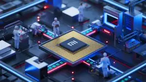 Illustration de la puce Xring 01 de Xiaomi, symbole de l'innovation technologique et des tensions géopolitiques. Image réalisée par IA.