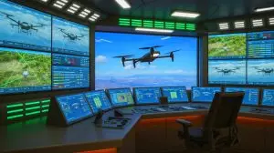 Illustration de la technologie EnforceAir neutralisant un drone ennemi. Image réalisée par IA.