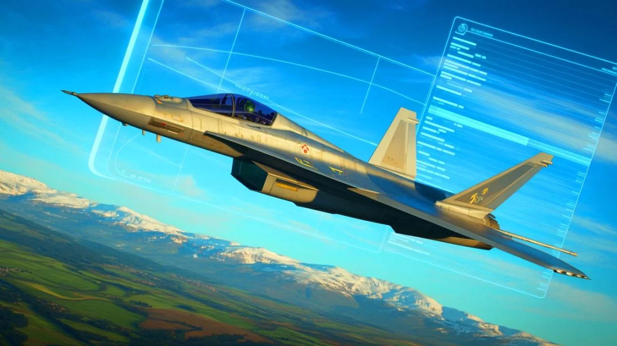 Illustration von einem europäischen sechsten Generation-Kampfjet im Rahmen des FCAS-Projekts. Bild durch KI generiert.