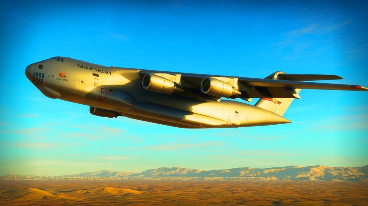 Illustration von der strategischen Stationierung des US-Militärflugzeugs C-5m Super Galaxy nahe der iranischen Grenze. Bild durch KI generiert.
