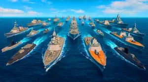 Illustration von der geplanten Flottenerweiterung der US-Marine im globalen militärischen Kontext. Bild durch KI generiert.