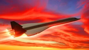 Illustration von hitzebeständiger Karbidkeramik im Hyperschallflug. Bild durch KI generiert.