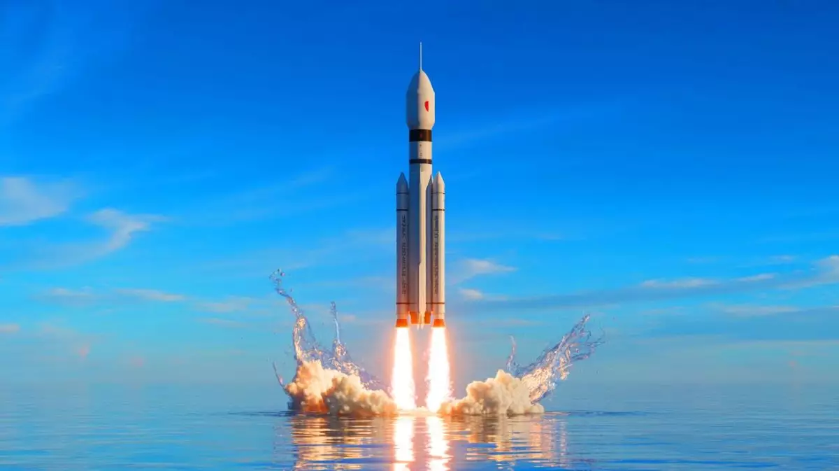 Illustration von der erfolgreichen See-Landung der Space Epoch-Rakete. Bild durch KI generiert.