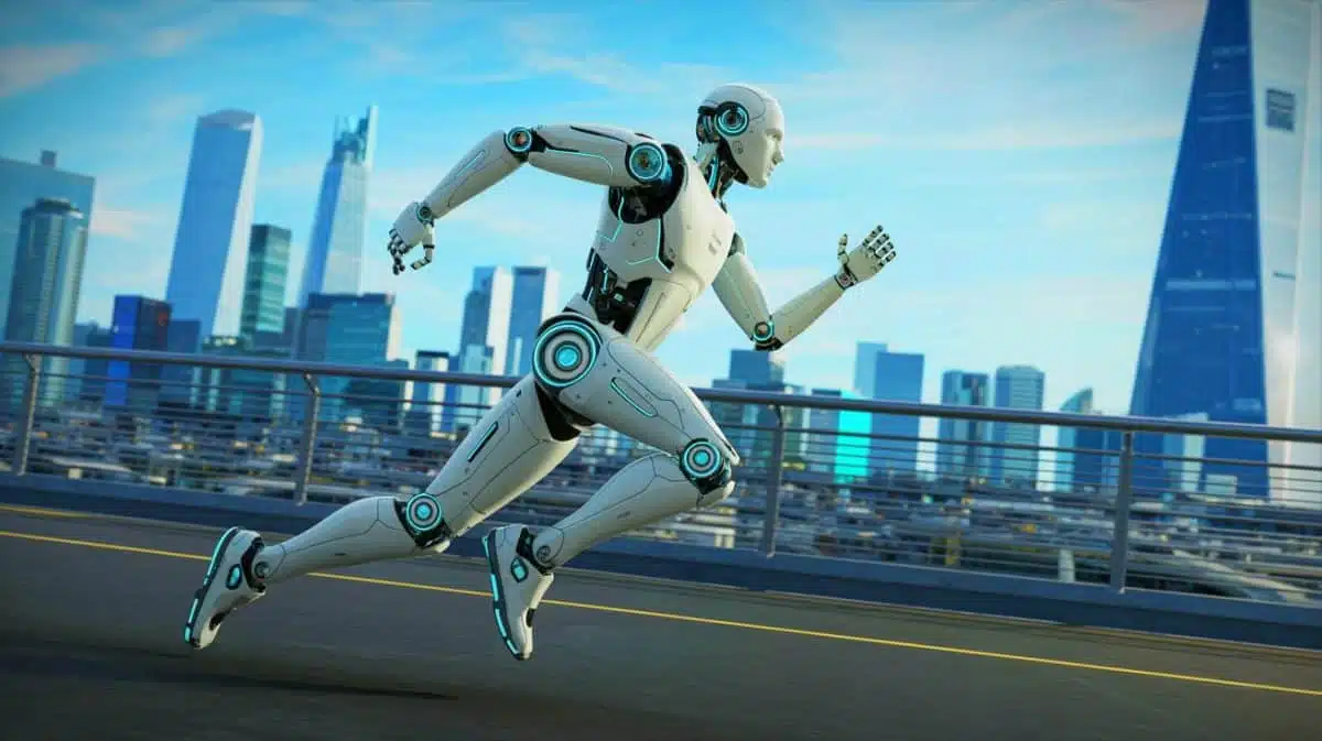 Illustration von einem humanoiden Roboter, der von Honor mit KI-Technologie trainiert wurde. Bild durch KI generiert.