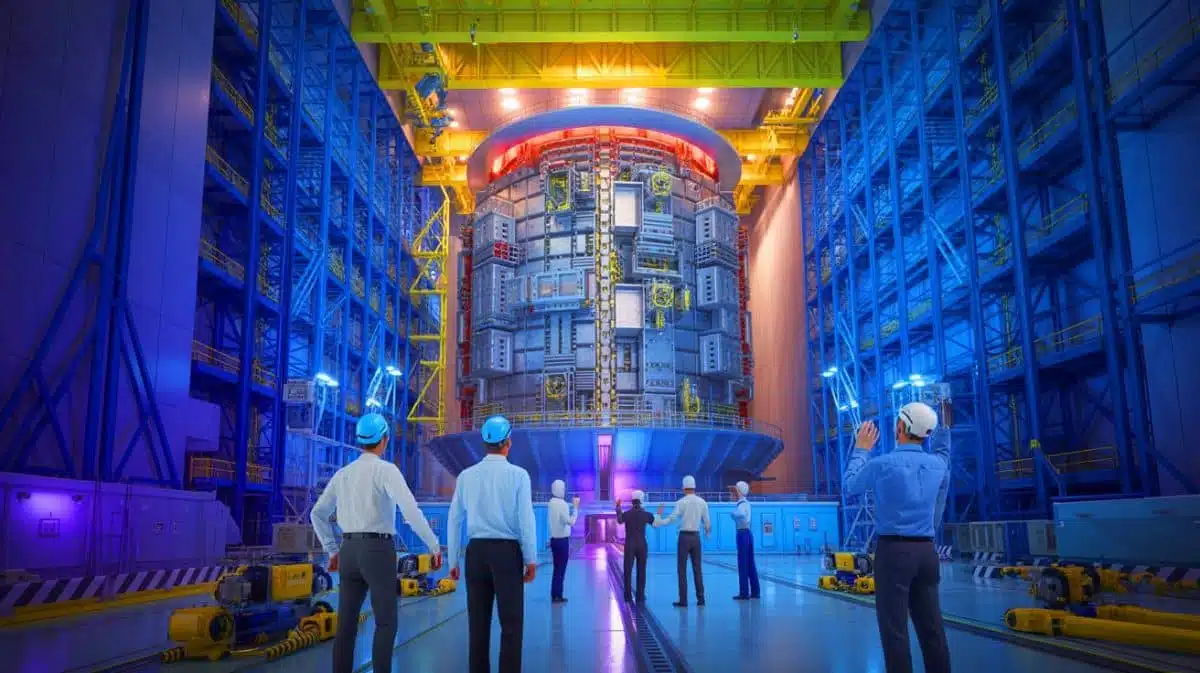 Illustration von einem ITER-Reaktor mit Komponenten für Fusionsenergie. Bild durch KI generiert.