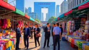 Illustration von chinesischen Exporteuren, die ihre Strategie auf den Binnenmarkt verlagern. Bild durch KI generiert.