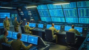 Illustration von verschlüsselten Notfallnachrichten der US-Luftwaffe und deren geopolitischen Implikationen. Bild durch KI generiert.