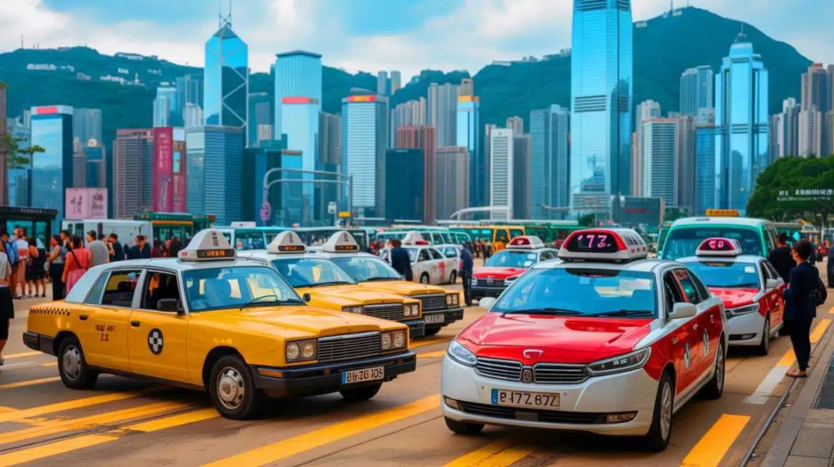 Illustration von der Debatte um den Wert und die Zukunft von Taxi-Lizenzen in Hongkong. Bild durch KI generiert.