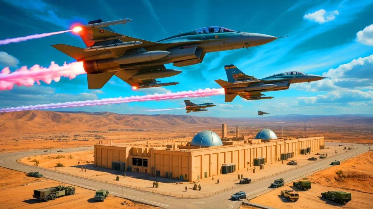 Illustration von der eskalierenden militärischen Spannung zwischen Israel und Iran. Bild durch KI generiert.