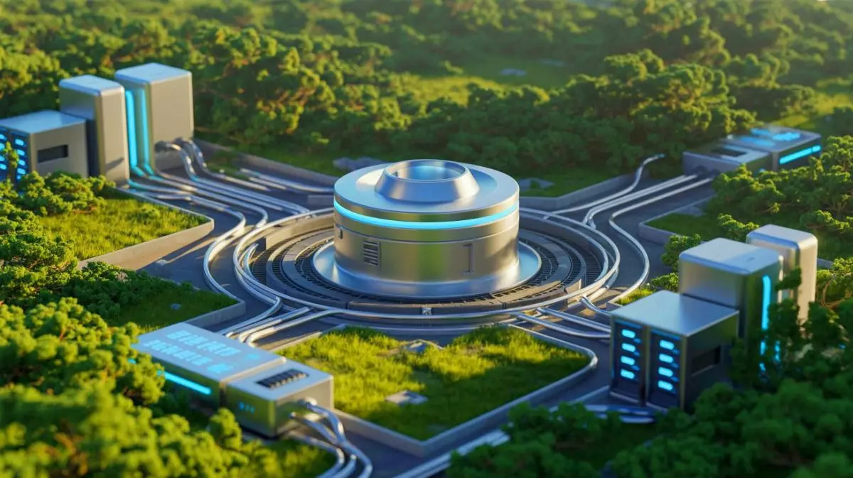 Illustration von Metas Partnerschaft mit dem Clinton Clean Energy Center zur Nutzung von nuklearer Technologie für Künstliche Intelligenz. Bild durch KI generiert.