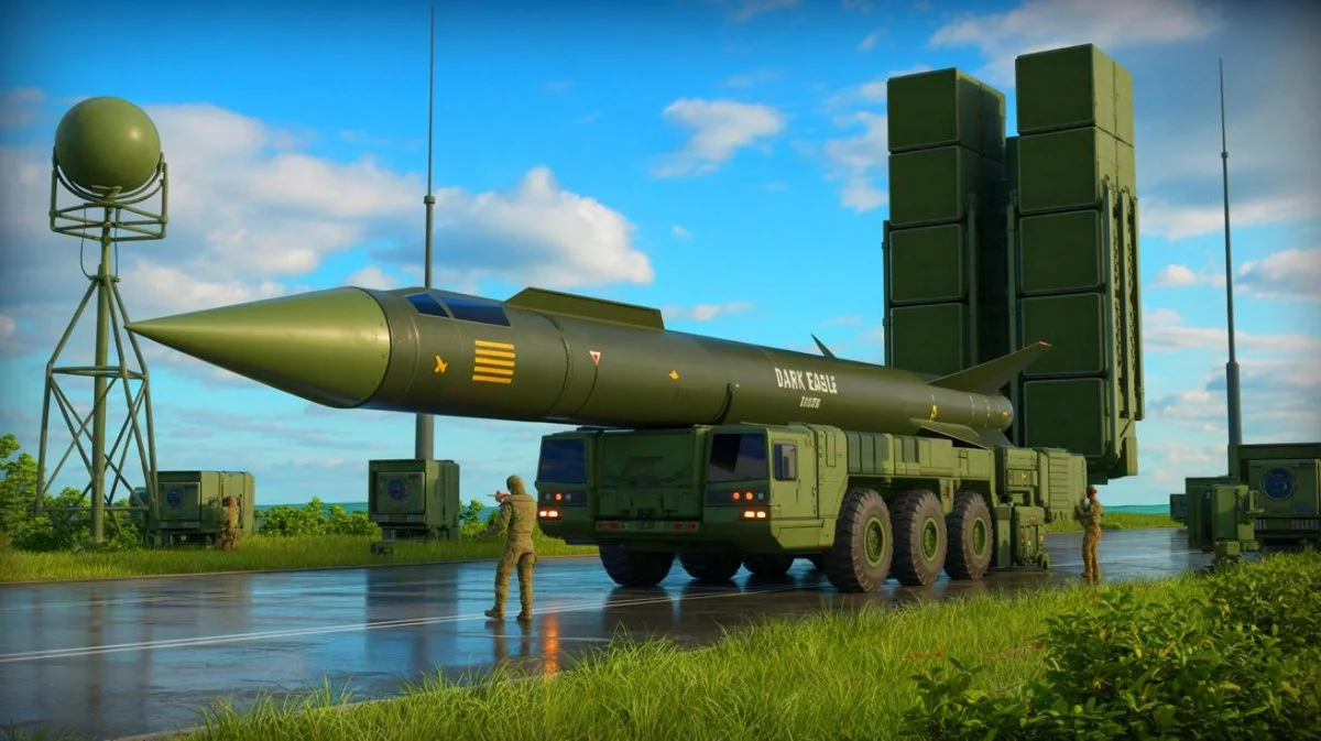Illustration von der „Dark Eagle“-Hyperschallrakete der US-Armee in Aktion. Bild durch KI generiert.