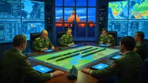Illustration von russischen taktischen Nuklearwaffen und ihrer geopolitischen Bedeutung. Bild durch KI generiert.
