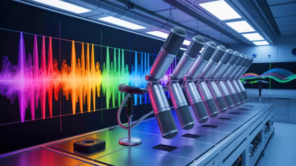 Illustration von einem studentischen Instrument zur Schallvisualisierung in der Luftfahrttechnologie. Bild durch KI generiert.