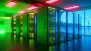 Illustration von dem energieeffizienten Supercomputer Otus der Universität Paderborn. Bild durch KI generiert.