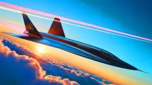 Illustration von einem hypothetischen SR-72 Flugzeug mit hypersonischen Fähigkeiten. Bild durch KI generiert.