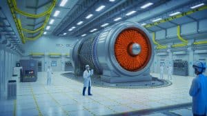 Illustration von innovativen Technologien zur Reduzierung nuklearer Abfälle. Bild durch KI generiert.