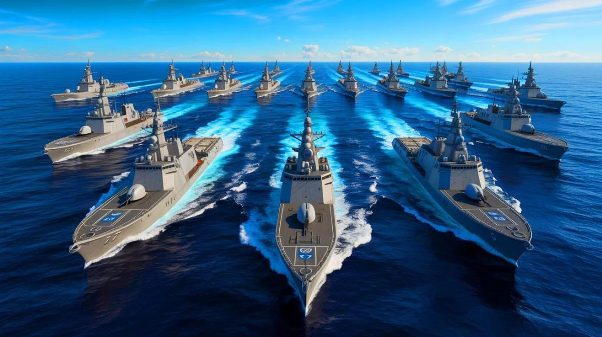 Illustration von der strategischen Modernisierung der US Navy-Flotte angesichts der chinesischen Herausforderung. Bild durch KI generiert.