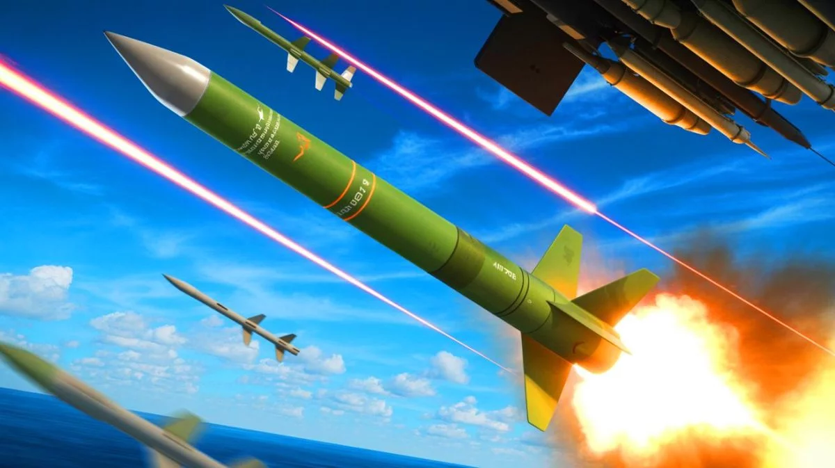 Illustration von einer AIM-174B-Rakete im Einsatz gegen hypersonische Bedrohungen. Bild durch KI generiert.