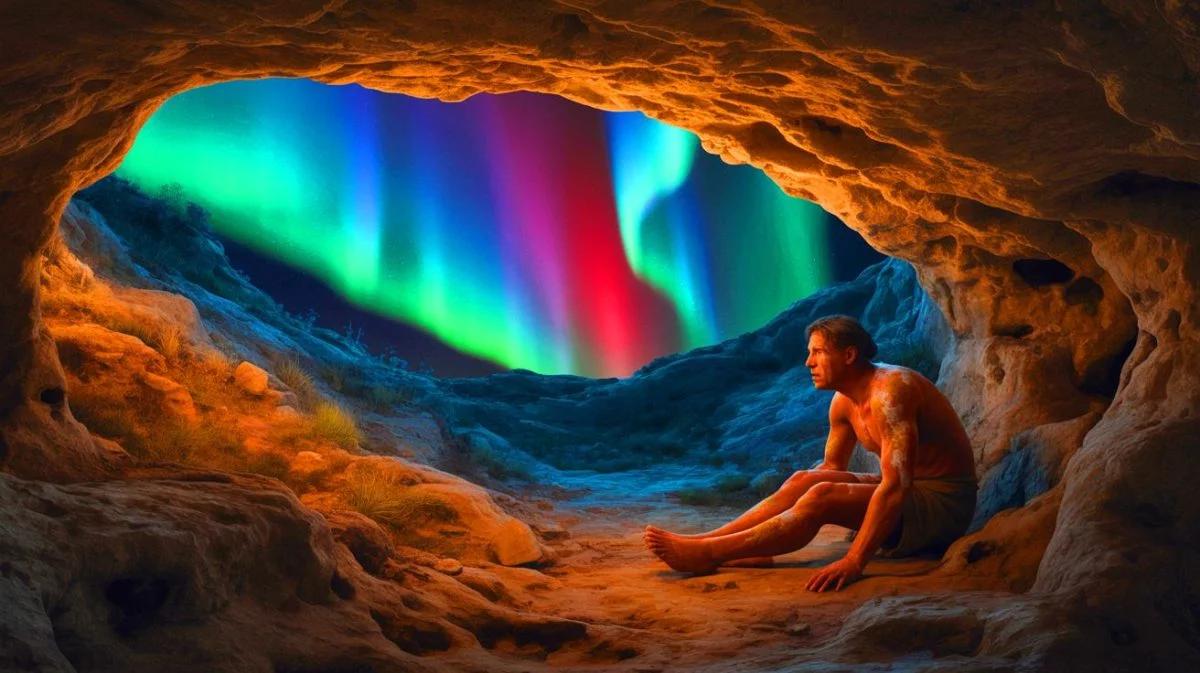 Illustration of intense solar radiation hitting Earth, generated by artificial intelligence.
