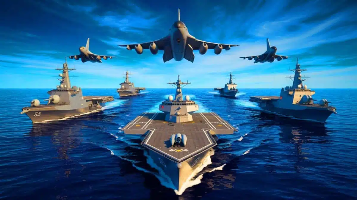 Illustration de la menace militaire croissante de la Chine sur Taiwan et l'Indo-Pacifique. Image réalisée par IA.