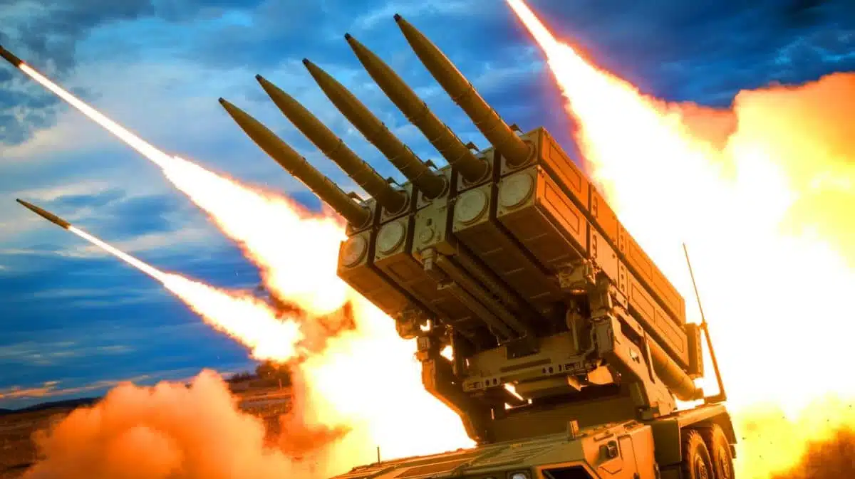 Illustration de la puissance de feu du programme Direct Support Fires Technology de l'US Army, générée par intelligence artificielle.