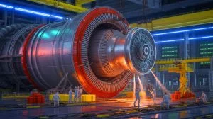 Illustration of the ITER nuclear fusion project with China's giant component. Image generated by AI.