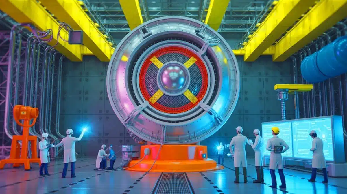 Illustration of a crucial magnetic component delivered by China for the ITER nuclear fusion reactor, created by artificial intelligence.