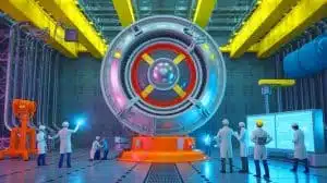 Illustration of a crucial magnetic component delivered by China for the ITER nuclear fusion reactor, created by artificial intelligence.