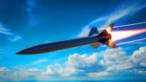 Illustration de l'essai en vol d'un prototype de missile hypersonique français, générée par intelligence artificielle.