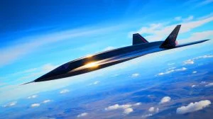 Illustration de l'avion hypersonique SR-72 défiant les systèmes de défense aérienne modernes, créée par intelligence artificielle.