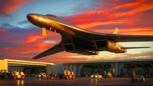 Illustration de l'expansion de la production du bombardier B-21 Raider par intelligence artificielle.