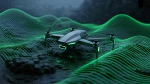 Illustration de l'écholocation artificielle permettant aux machines de "voir" dans l'obscurité totale, générée par intelligence artificielle.